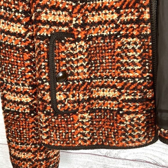 Talbots Wool Blend Tweed Brown Orange Full-Zip Jacket Blazer - Picture 7 of 10
